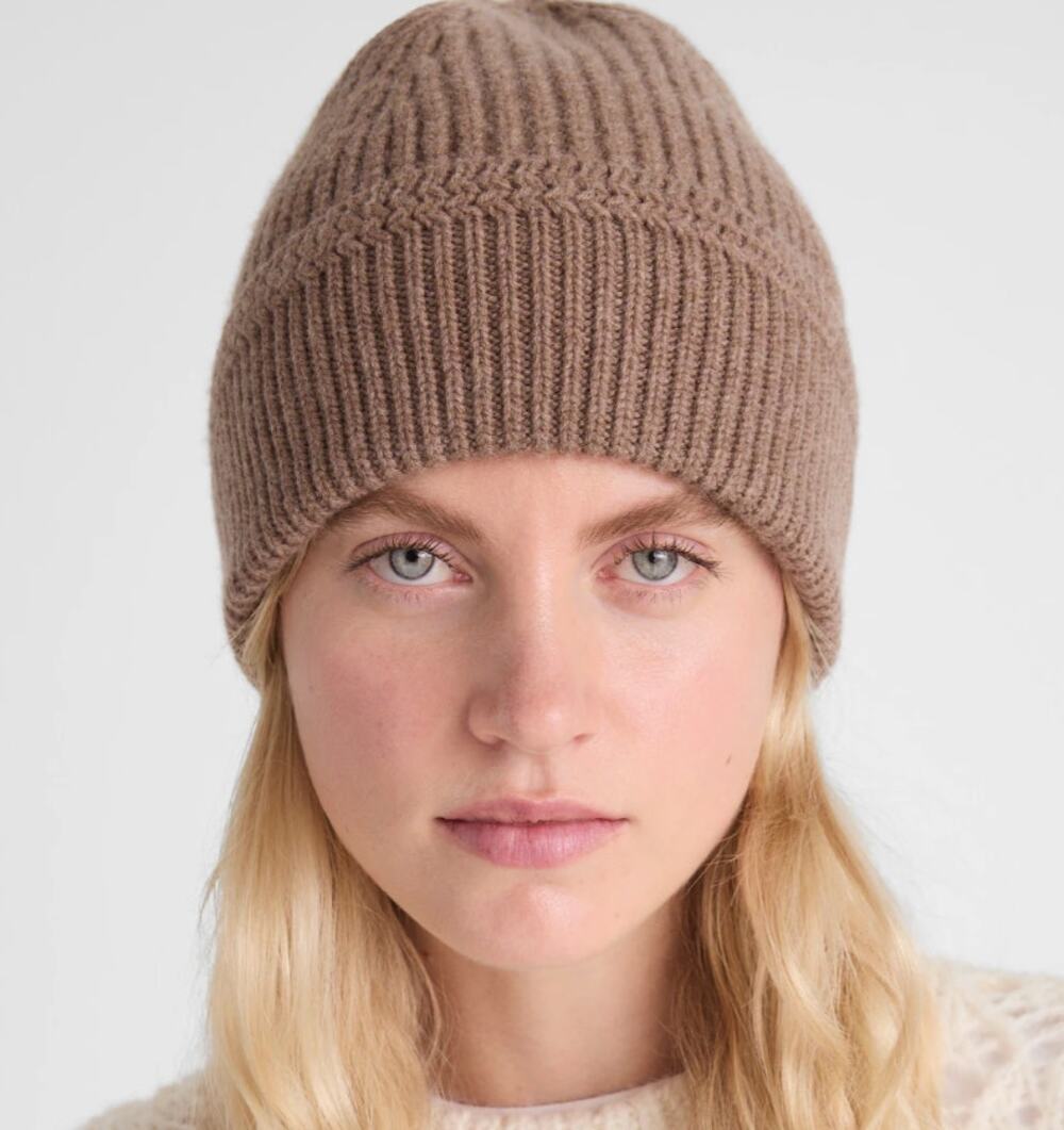 Madewell Knit Beanie Wool Cashmere Blend Heather Pecan Taupe NWT